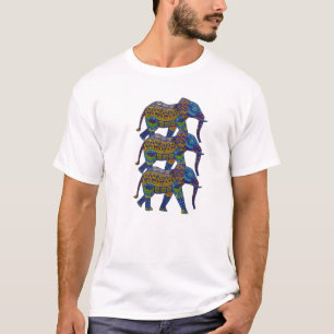 Three Colourful Mosaic Elephants T-Shirt