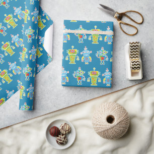 Three Colourful Robots Wrapping Paper