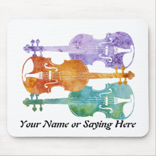 Three Colourful Violins Mouse Mat
