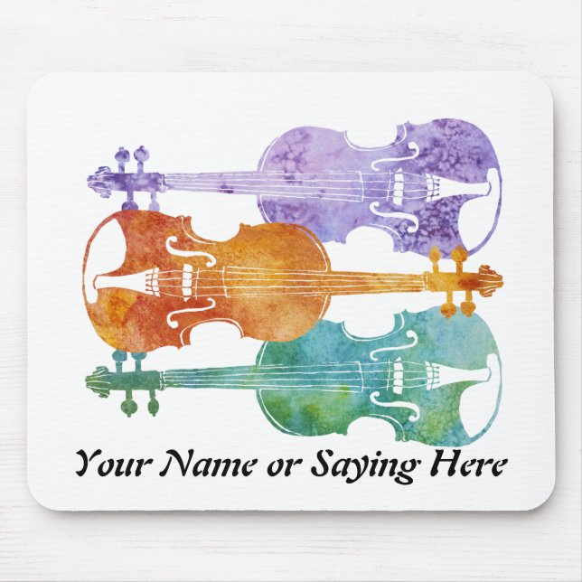 Three Colourful Violins Mouse Mat (Front)