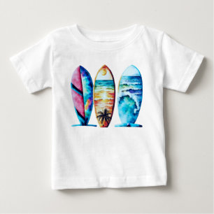 Three Colourful Watercolor Surfboards Baby T-Shirt