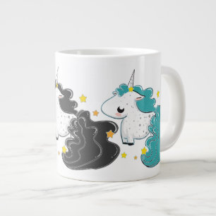 Three colours of cartoon unicorns with stars Jumbo Large Coffee Mug