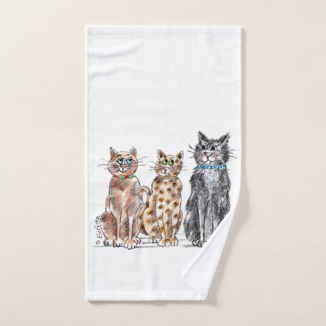 Three cool cats sketch  hand towel (Hand Towel)
