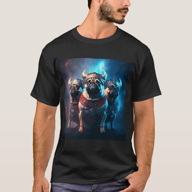 Three Cool Viking Pugs 2 T-Shirt (Front)