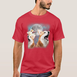 Three Corgi And Moon Funny Corgi Humour Parody1428 T-Shirt