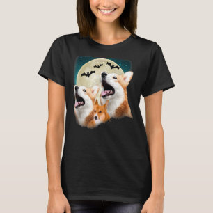 Three Corgi Halloween and Halloween Moon T-Shirt