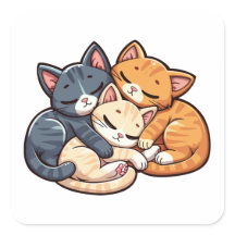 Three Cosy Sleeping Kittens Cat Lover Art Design