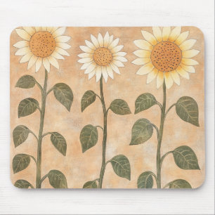 Three Cottagecore Terracotta Sunflowers Mouse Mat