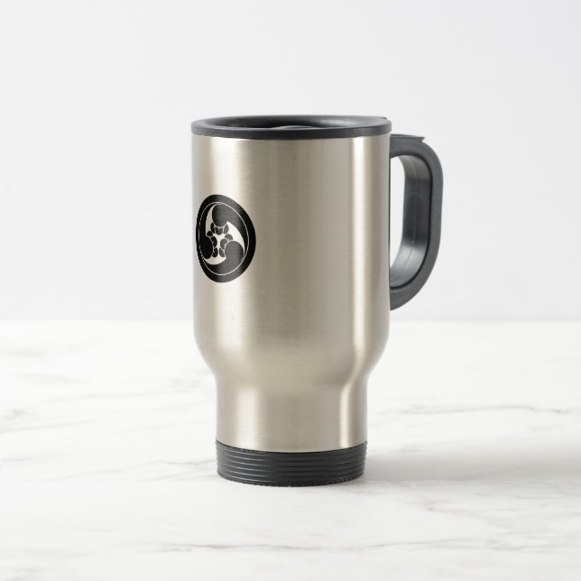 Three counterclockwise clove swirls in circle travel mug (Front Right)