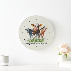 Three Cows Humorous Personalized Large Clock