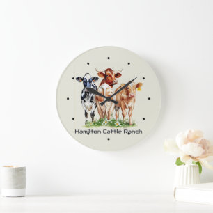 Three Cows Humorous Personalized Large Clock