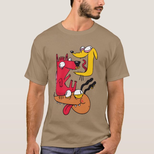 Three Crazy Dogs gift funny T-Shirt (Front)