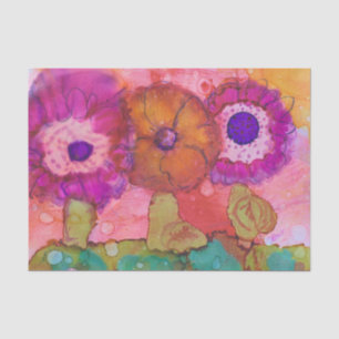 Three Crazy Flowers Boho Alcohol-ink design Tissue Paper