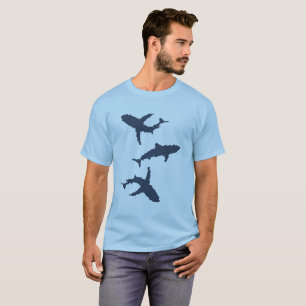 Three cross-stitch design dark blue sharks T-Shirt