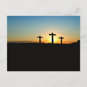 Three Crosses at Sunrise Christian Faith Postcard