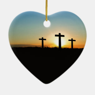 Three crosses ceramic tree decoration