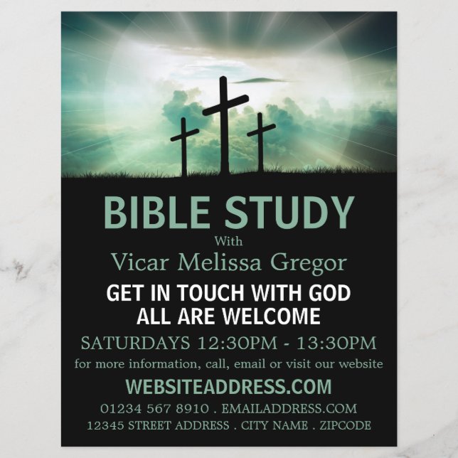 Three Crosses, Christian Bible Class Advertising Flyer (Front)
