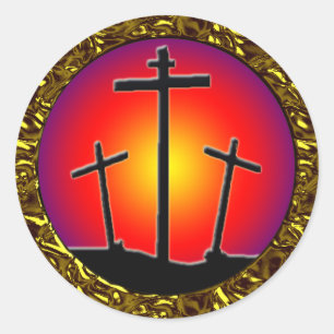 THREE CROSSES CLASSIC ROUND STICKER