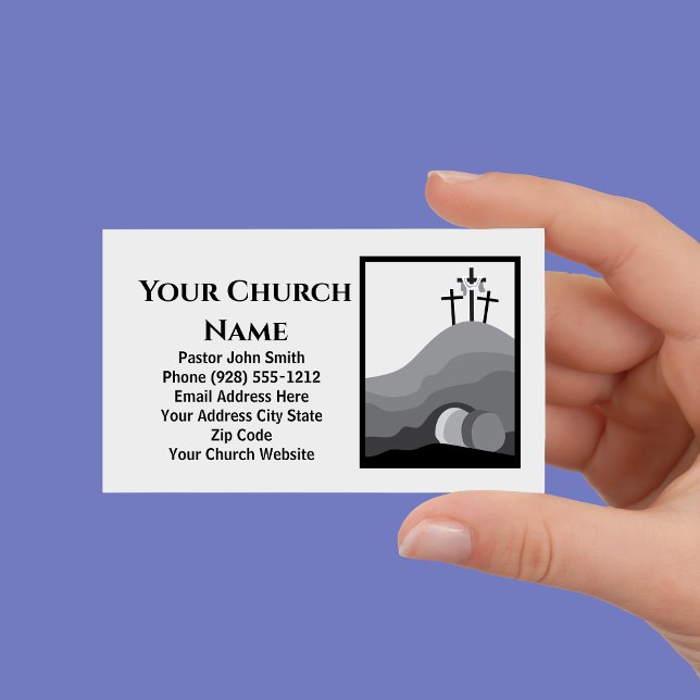 Three Crosses Empty Tomb Black White Church Pastor Business Card (Three Crosses Empty Tomb Church Pastor Business Card
)
