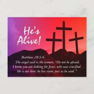 Three Crosses 'He's Alive' Easter Postcard