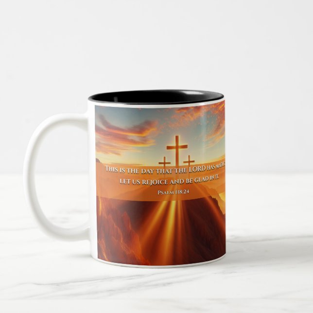 Three Crosses in the Desert Two-Tone Coffee Mug (Left)
