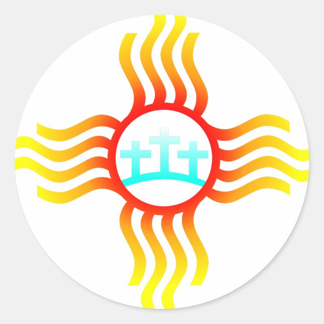 Three Crosses New Mexico Zia Classic Round Sticker (Front)