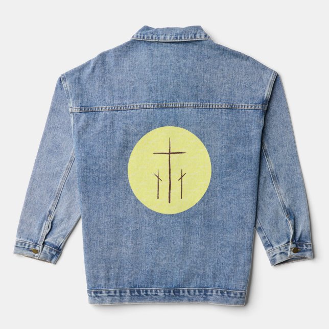 Three Crosses on Calvary Denim Jacket (Back)
