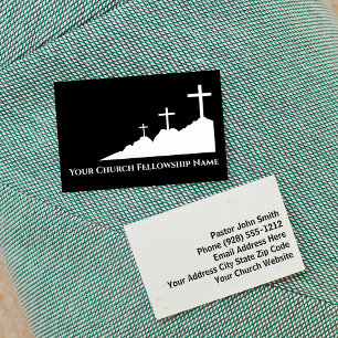 Three Crosses on Mound Logo2 Church Pastor Business Card