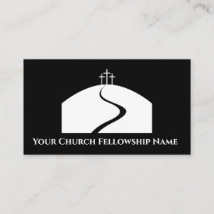 Three Crosses on Mound Logo Church Pastor Business Card