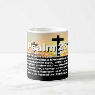 Three Crosses Psalm 23 Sunset Bible Verse Coffee Mug