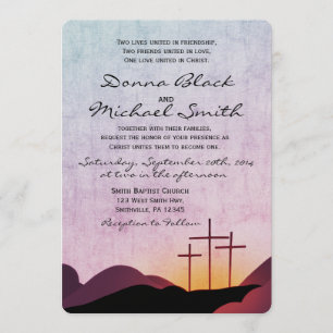 Three Crosses Religious Wedding Invitation