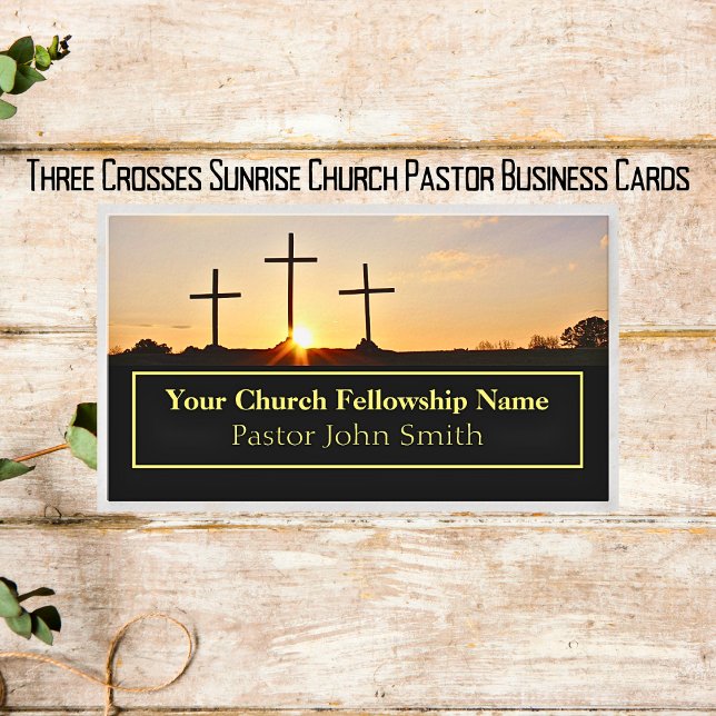 Three Crosses Sunrise Church Pastor Business Cards (Creator Uploaded)