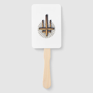 Three Crosses Vintage Engraving Faith Tee (1) Hand Fan