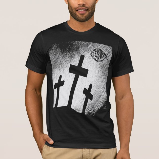 THREE CROSSES WITH FISH T-SHIRT (Front)