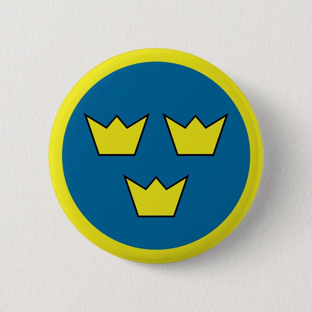 Three Crowns Swedish Insignia 6 Cm Round Badge (Front)