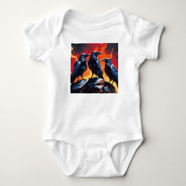 Three Crows Baby Bodysuit (Front)