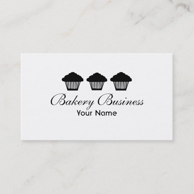 Three cupcakes black white pro business cards (Front)