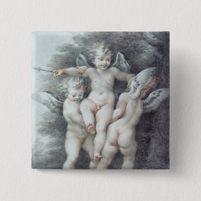 Three Cupids 15 Cm Square Badge (Front)
