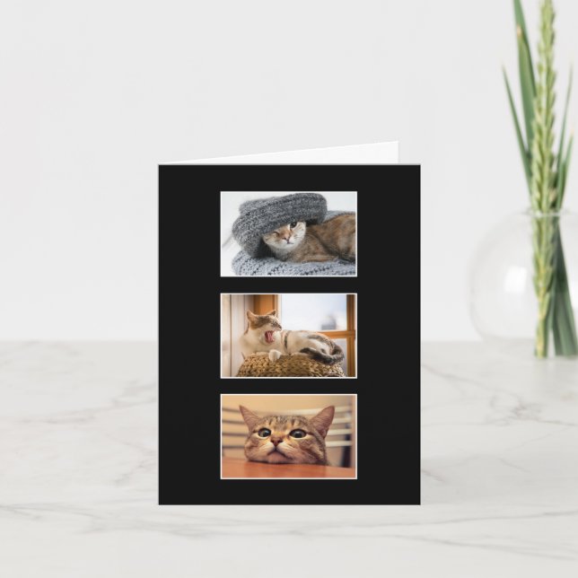 Three Custom Cat Photo Thank You Card (Front)