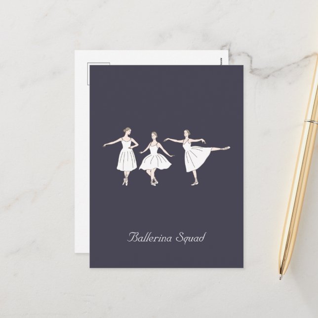 Three Cute Ballerinas  Holiday Postcard (Front/Back In Situ)