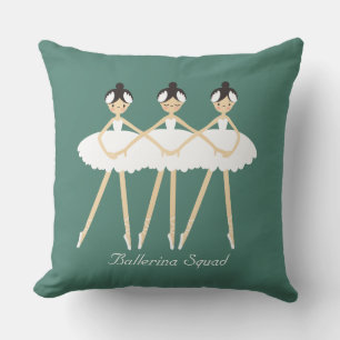 Three Cute Ballerinas , White Dresses Cushion