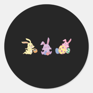 Three Cute Bunnies Carrying Easter Byskets For Kid Classic Round Sticker