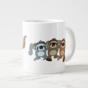 Three Cute Cartoon Sloths Large Coffee Mug