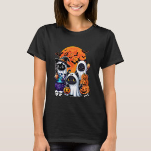 Three Cute Cats Cosplay Witch Boo Ghosts Halloween T-Shirt