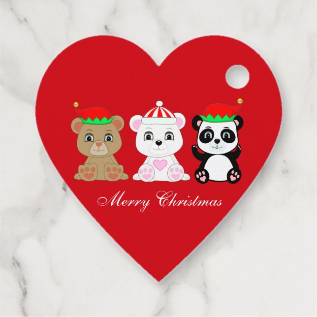 Three cute Christmas bears Favour Tags (Back)