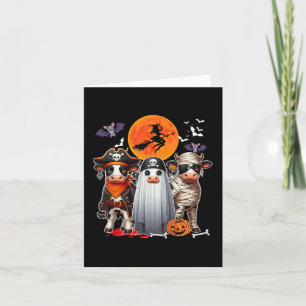 Three Cute Cows Cosplay Pirate Boo Mummy Halloween Card