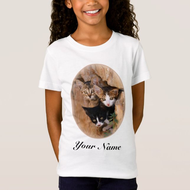 Three cute curious kittens T-Shirt (Front)