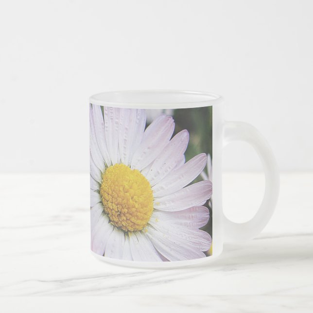 Three cute daisies frosted glass coffee mug (Right)