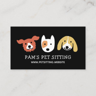 Three Cute Dog Faces   Animal Lover   Pet Care Business Card