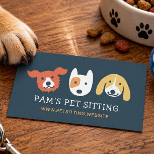 Three Cute Dog Faces   Animal Lover   Pet Care Business Card